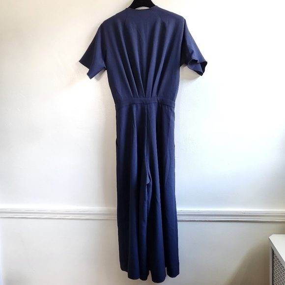 New Rachel Comey Ardent Split Neck Wide Leg Pebble Midnight Jumpsuit NWT Size 0 - Picture 16 of 17